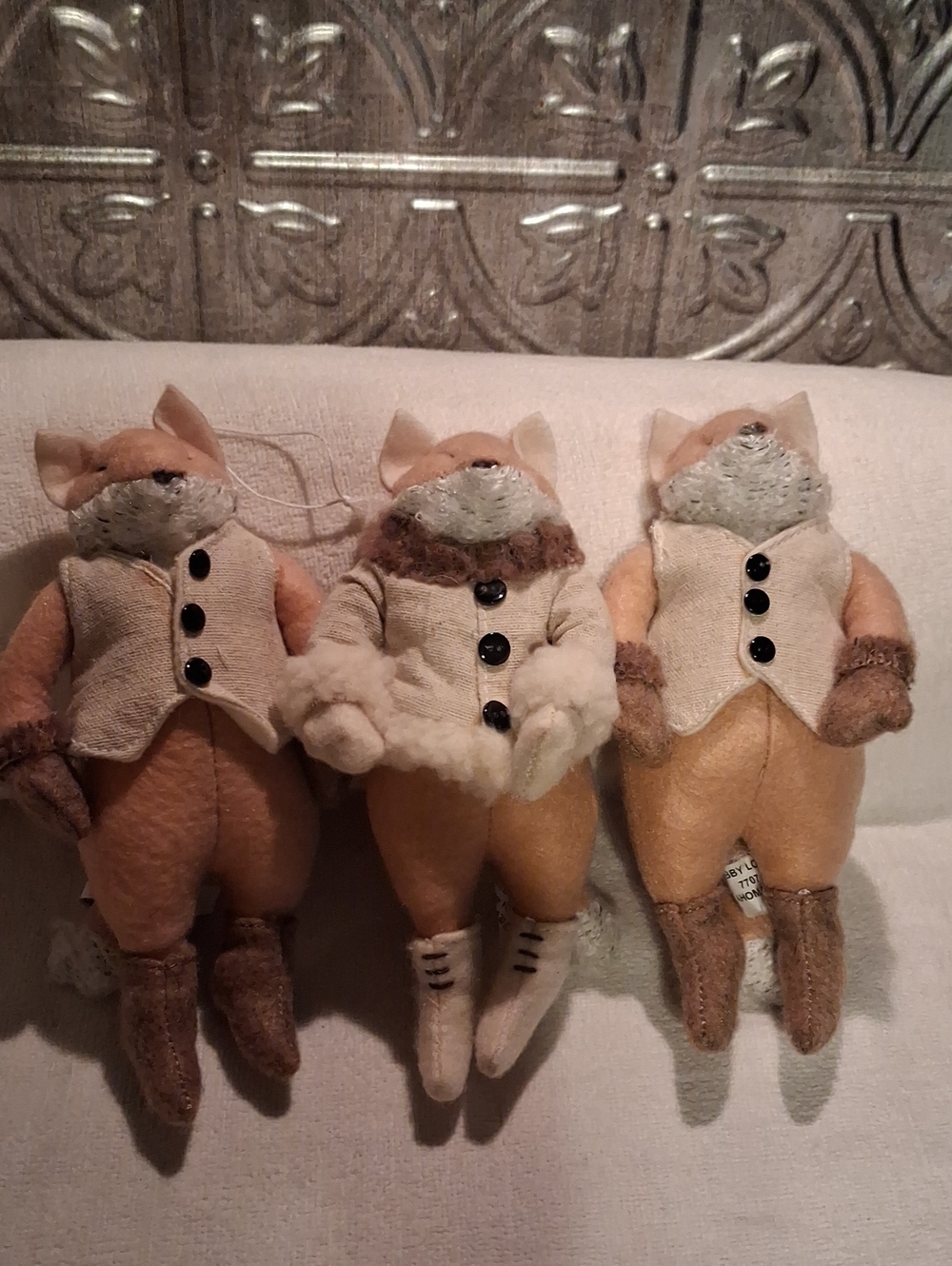 Hobby Lobby Tan & Cream Plush Fox Coat Ornaments (Set of 3)